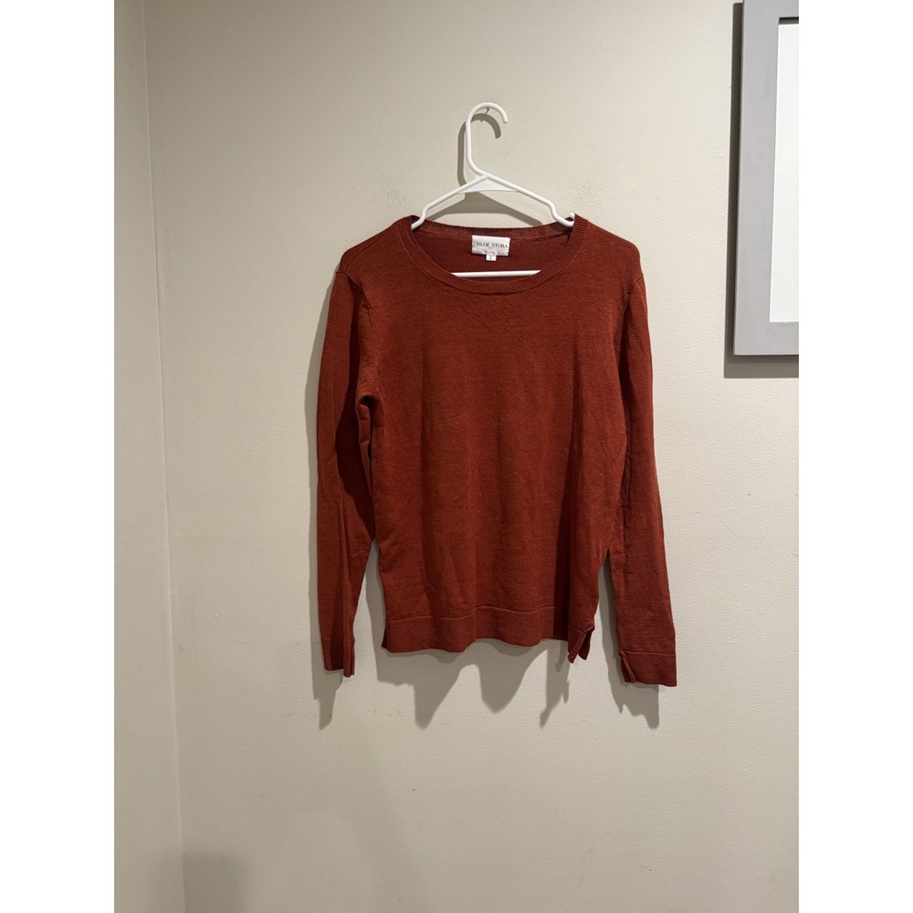 Chloe Stora Sweater Womens 2 Pullover Linen Viscose Lightweight Crewneck Top